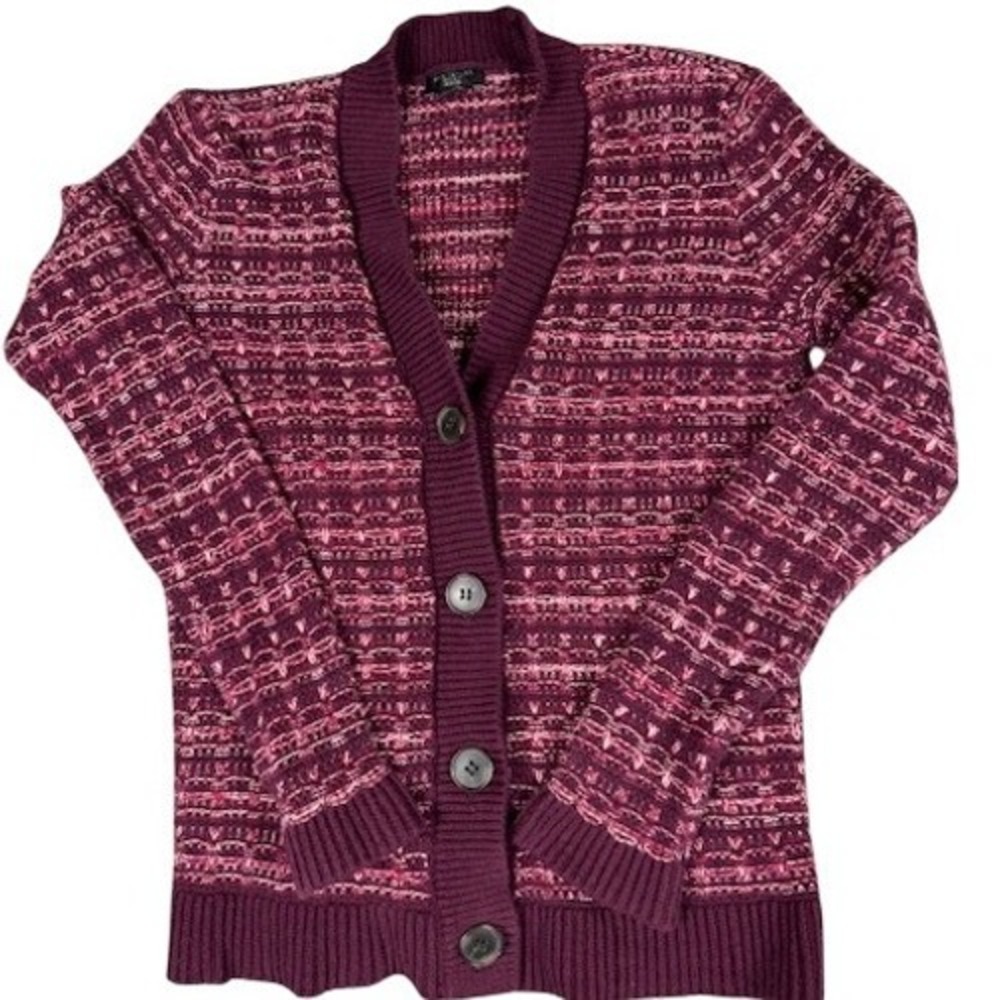 Ann Taylor Factory Women's Petite MP Textured Knit Button Front Cardigan